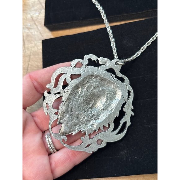 Lion Head Pendant Necklace In Silver-Tone Metal With Intricate Detailing & Chain - Picture 11 of 13